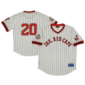 Men's Jacksonville Red Caps #20 Rings & Crwns Cream Mesh Replica V-Neck Jersey