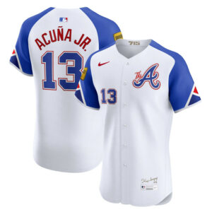 Men's Atlanta Braves Ronald Acuna Jr. Nike White City Connect Elite Jersey