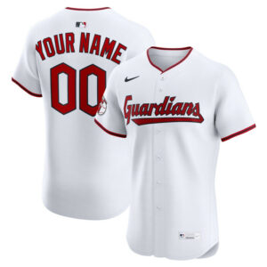 Men's Cleveland Guardians Nike White Home Elite Custom Jersey