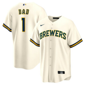 Men's Milwaukee Brewers Nike White #1 Dad Home Replica Jersey