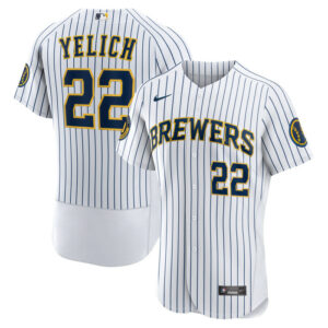 Men's Milwaukee Brewers Christian Yelich Nike White Alternate Player Jersey
