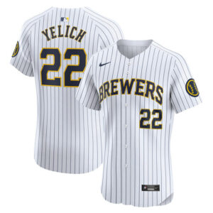 Men's Milwaukee Brewers Christian Yelich Nike White Alternate Alternate Elite Player Jersey