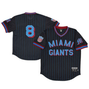 Men's Miami Giants #8 Rings & Crwns Black Mesh Replica V-Neck Jersey