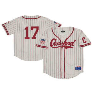 Men's Pittsburgh Crawfords #17 Rings & Crwns Cream Mesh Button-Down Replica Jersey