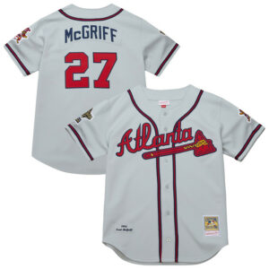 Men's Atlanta Braves Fred McGriff Mitchell & Ness Gray 1995 Throwback Jersey