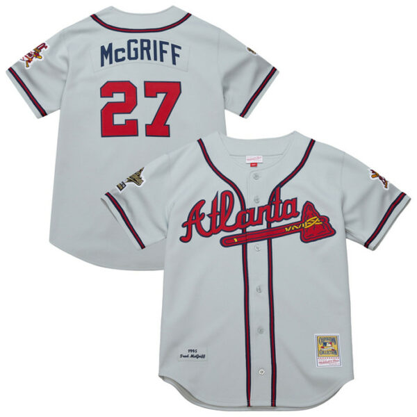 Men's Atlanta Braves Fred McGriff Mitchell & Ness Gray 1995 Throwback Jersey