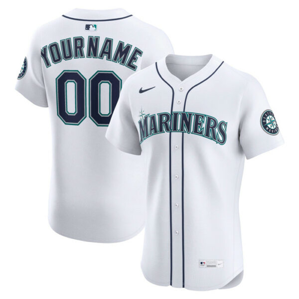 Men's Seattle Mariners Nike White Home Elite Custom Jersey