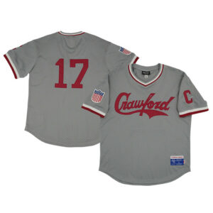 Men's Pittsburgh Crawfords #17 Rings & Crwns Gray Mesh Replica V-Neck Jersey