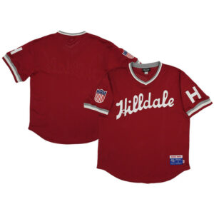 Men's Hilldale Club Rings & Crwns Red Mesh Replica V-Neck Jersey