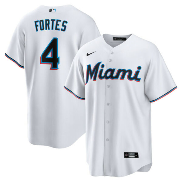 Men's Miami Marlins Nick Fortes Nike White Home Replica Jersey