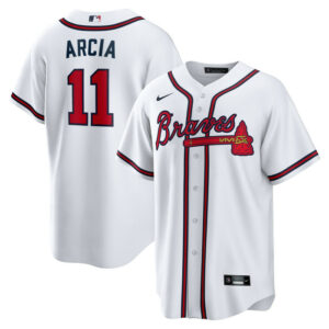 Men's Atlanta Braves Orlando Arcia Nike White Home Replica Jersey