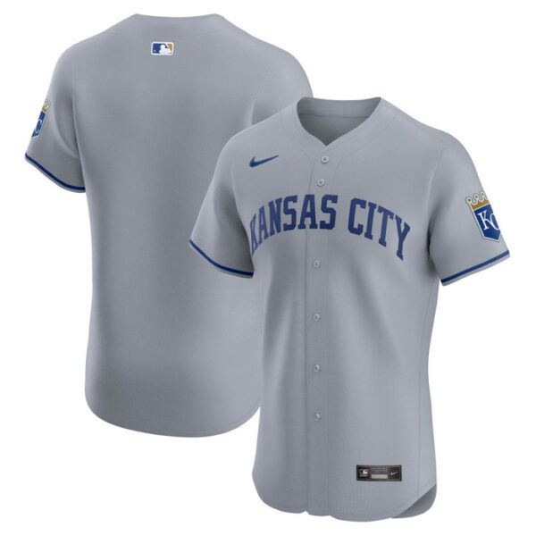 Men's Kansas City Royals Nike Gray Road Vapor Premier Elite Patch Jersey