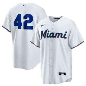 Men's Miami Marlins Nike White Home 2025 Jackie Robinson Day Replica Jersey
