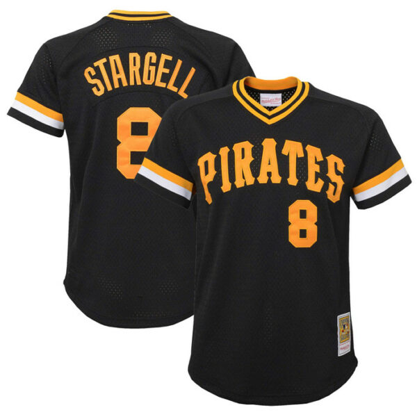 Youth Pittsburgh Pirates Willie Stargell Mitchell & Ness Black Cooperstown Collectionï¿½Mesh Batting Practice Jersey