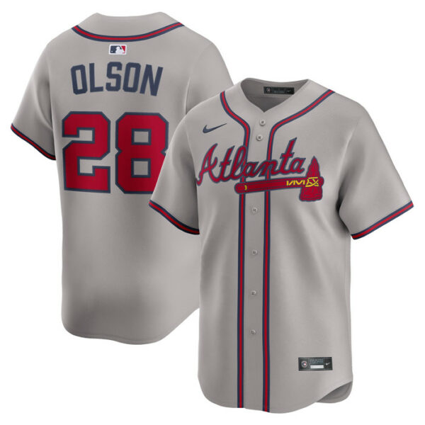 Men's Atlanta Braves Matt Olson Nike Gray Road Limited Player Jersey