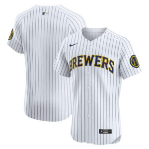 Men's Milwaukee Brewers Nike White Alternate Vapor Premier Elite Patch Jersey