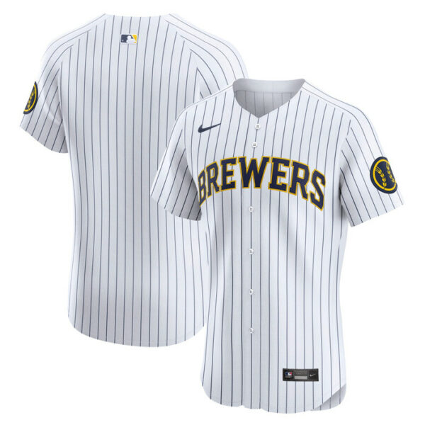 Men's Milwaukee Brewers Nike White Alternate Vapor Premier Elite Patch Jersey