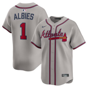 Men's Atlanta Braves Ozzie Albies Nike Gray Road Limited Player Jersey