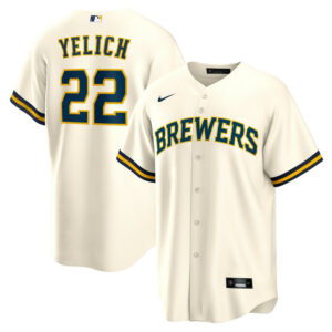 Men's Milwaukee Brewers Christian Yelich Nike White Home Replica Jersey