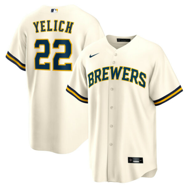 Men's Milwaukee Brewers Christian Yelich Nike White Home Replica Jersey
