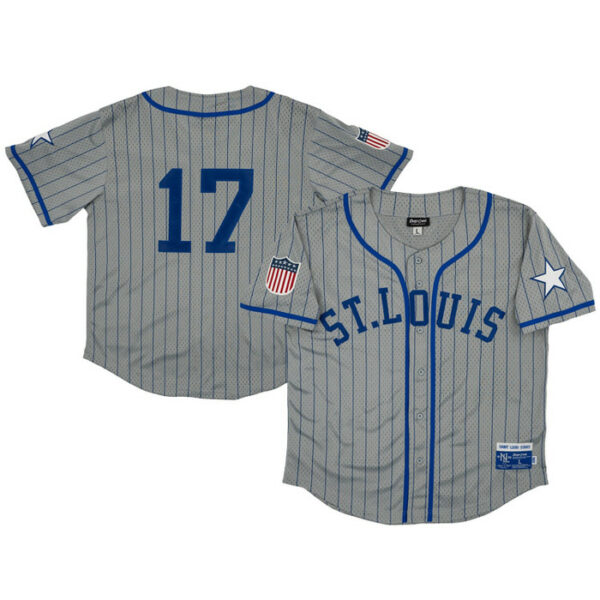 Men's St. Louis Stars #17 Rings & Crwns Gray Mesh Button-Down Replica Jersey