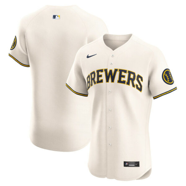 Men's Milwaukee Brewers Nike Cream Home Elite Jersey