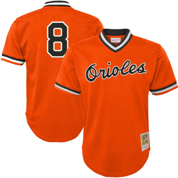 Youth Baltimore Orioles Cal Ripken Jr. Mitchell & Ness Orange Cooperstown Collectionï¿½Mesh Batting Practice Jersey