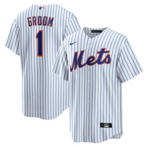 Men's New York Mets Nike White #1 Groom Home Replica Jersey
