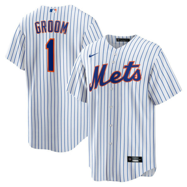 Men's New York Mets Nike White #1 Groom Home Replica Jersey