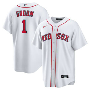 Men's Boston Red Sox Nike White #1 Groom Home Replica Jersey
