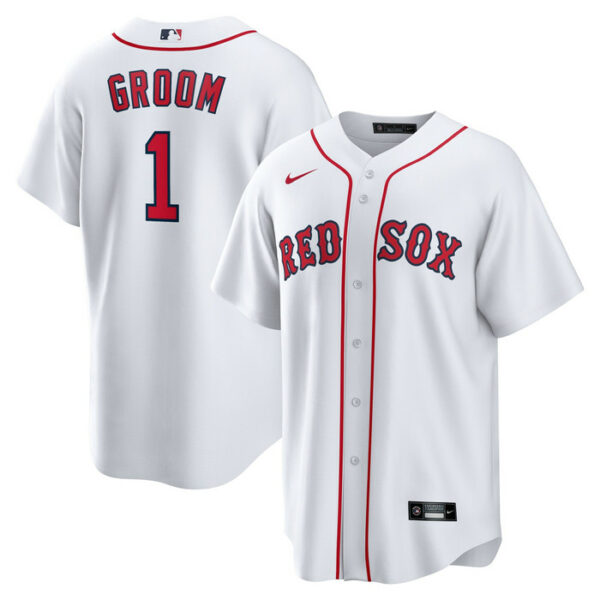 Men's Boston Red Sox Nike White #1 Groom Home Replica Jersey