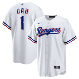Men's Texas Rangers Nike White #1 Dad Home Replica Jersey