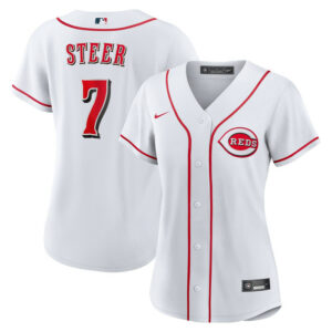 Women's Cincinnati Reds Spencer Steer Nike White Home Replica Jersey