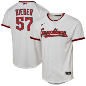 Youth Cleveland Guardians Shane Bieber Nike White Home Replica Player Jersey