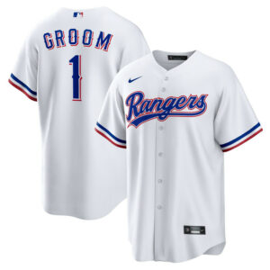 Men's Texas Rangers Nike White #1 Groom Home Replica Jersey