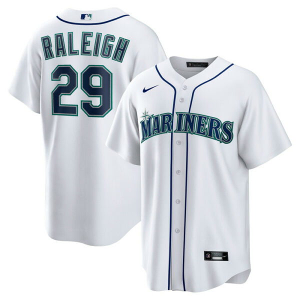 Men's Seattle Mariners Cal Raleigh Nike White Home Replica Player Jersey