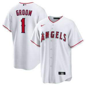 Men's Los Angeles Angels Nike White #1 Groom Home Replica Jersey