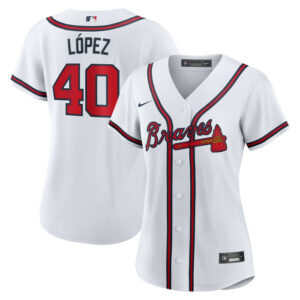 Women's Atlanta Braves Reynaldo Lopez Nike White Home Replica Jersey