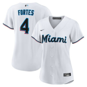 Women's Miami Marlins Nick Fortes Nike White Home Replica Jersey