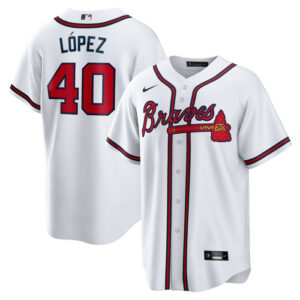 Men's Atlanta Braves Reynaldo Lopez Nike White Home Replica Jersey