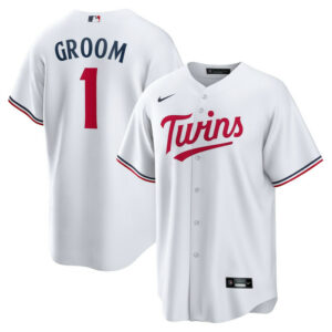 Men's Minnesota Twins Nike White #1 Groom Home Replica Jersey
