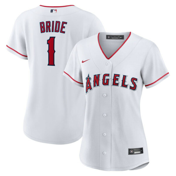 Women's Los Angeles Angels Nike White #1 Bride Home Replica Jersey