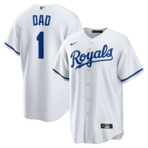 Men's Kansas City Royals Nike White #1 Dad Home Replica Jersey