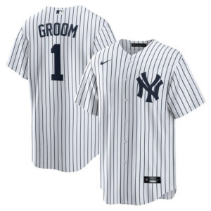 Men's New York Yankees Nike White #1 Groom Home Replica Jersey