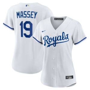 Women's Kansas City Royals Michael Massey Nike White Home Replica Jersey