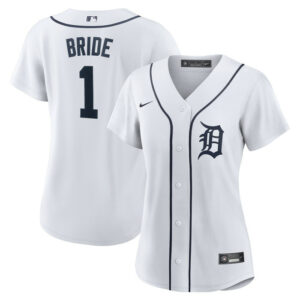 Women's Detroit Tigers Nike White #1 Bride Home Replica Jersey