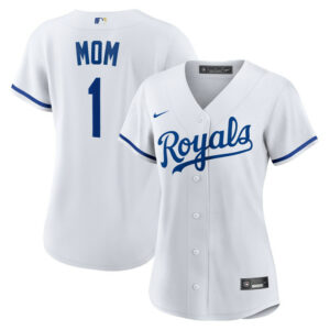 Women's Kansas City Royals Nike White #1 Mom Home Replica Jersey