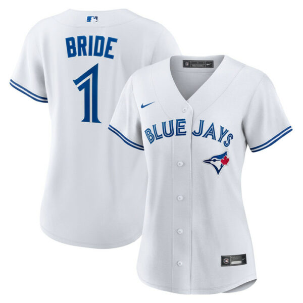 Women's Toronto Blue Jays Nike White #1 Bride Home Replica Jersey