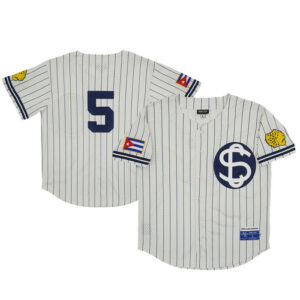 Men's Santa Clara Leopardos #5 Rings & Crwns Cream Mesh Button-Down Replica Jersey