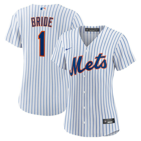 Women's New York Mets Nike White #1 Bride Home Replica Jersey
